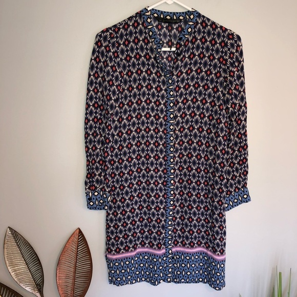 Zara Viscose Button Down Long Sleeve Printed Dress - Picture 1 of 10